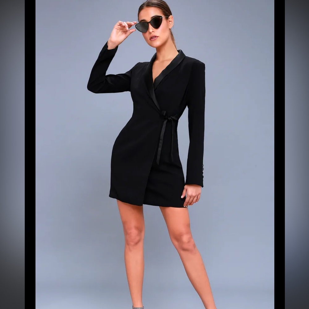 Lulus | Style Savvy Black Wrap Blazer Dress | Size Small